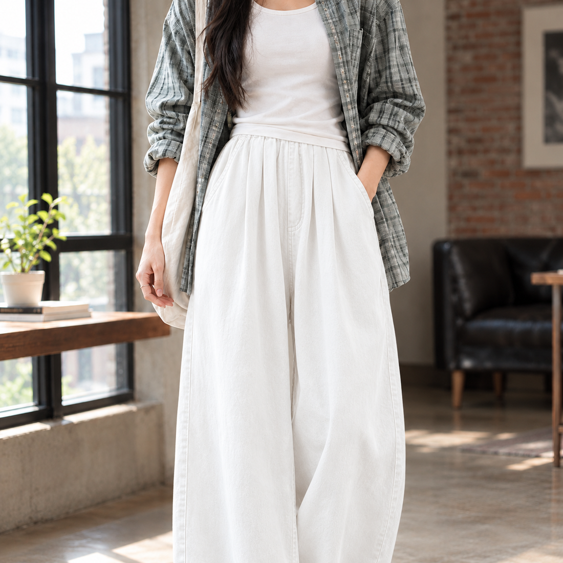 Joelle-Jane Wide-Leg Overshirt - White