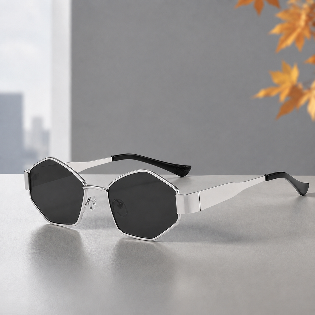 Huston Geometric Sunglasses - Silver