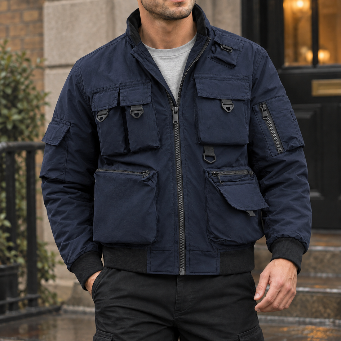 Kai Utility Jacket - Navy Blue