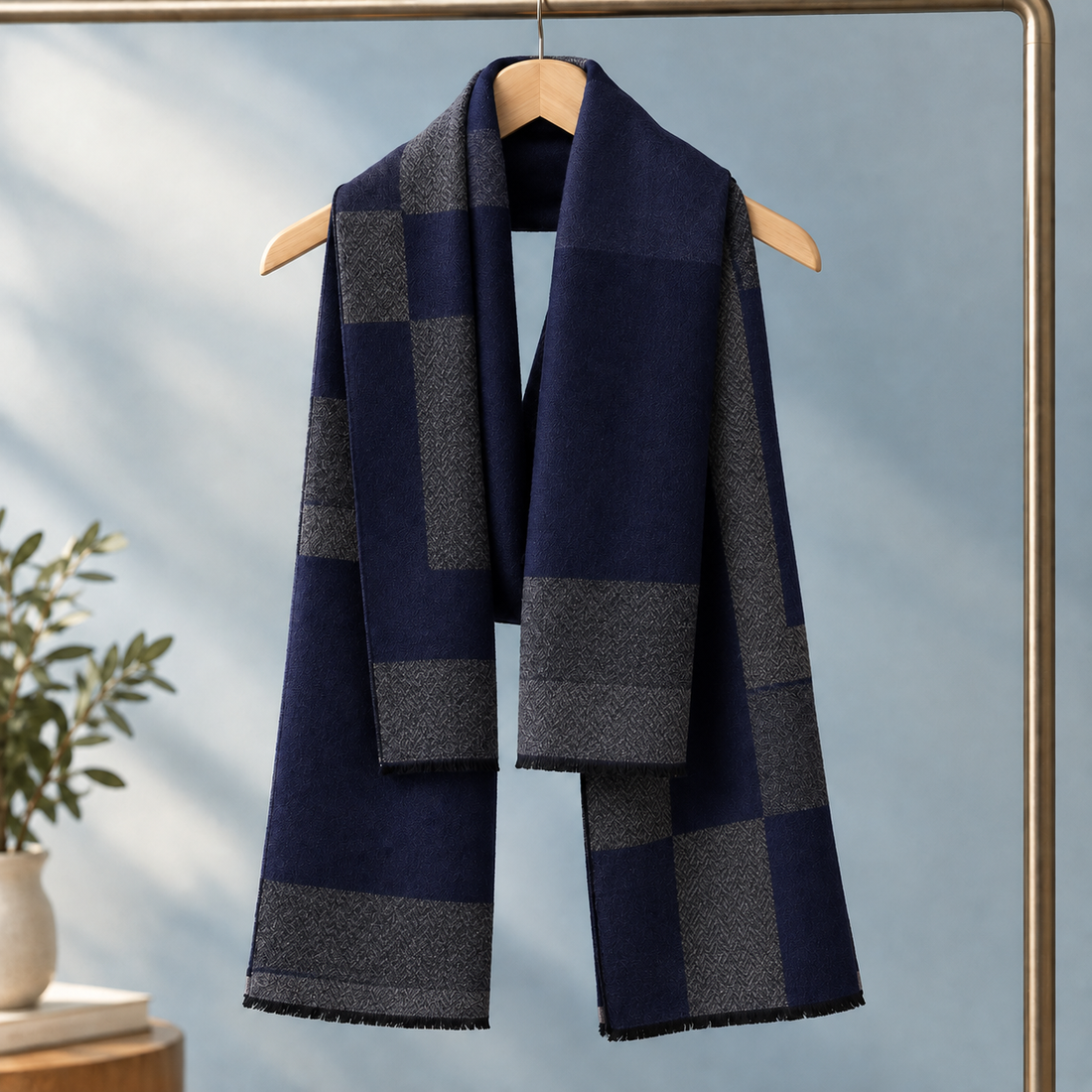 Sinclair Cashmere Scarf - Navy Charcoal