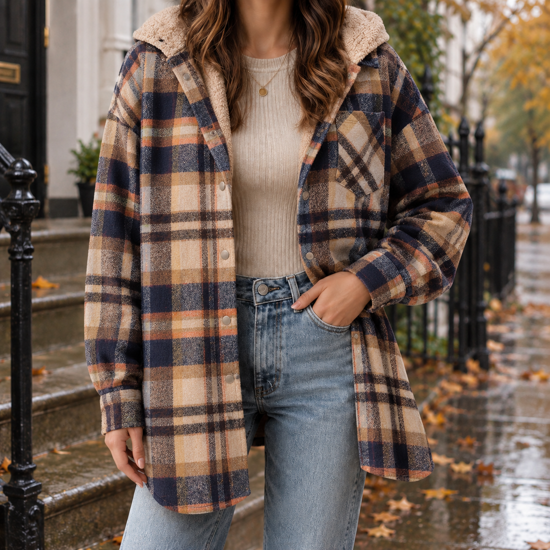 Andrina-Belle Hooded Jacket - Brown