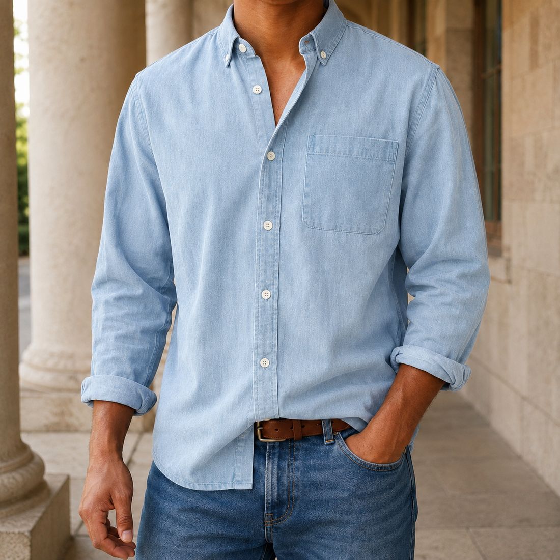 Evander Relaxed Shirt - Light Blue