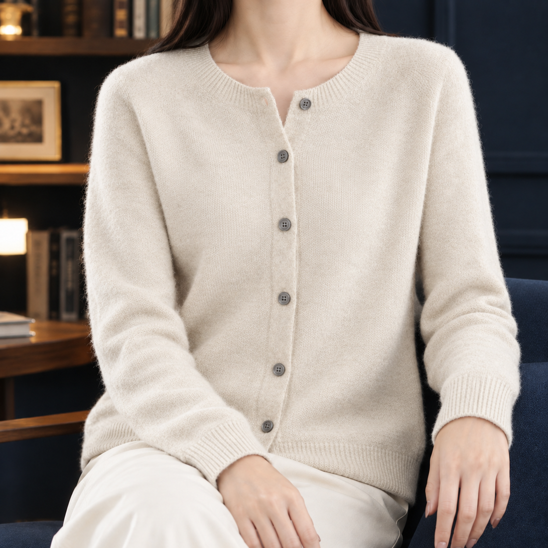 Daphne-Louise Wool Cardigan - Raw Rice