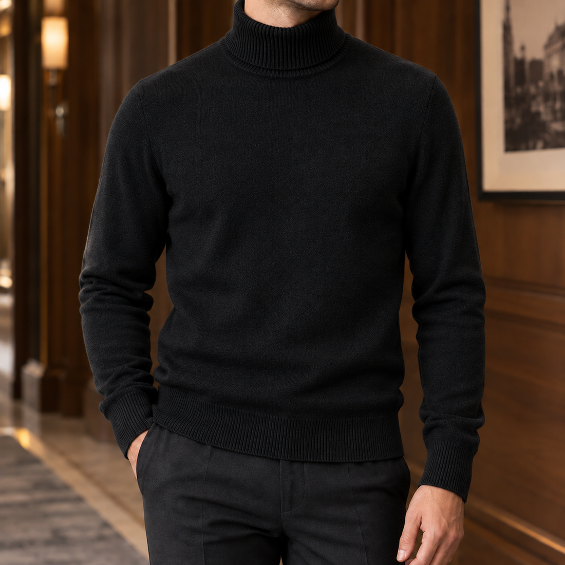 Barnabas Relaxed Turtleneck Sweater - Extra Black
