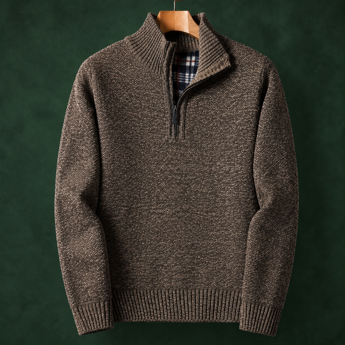 Tristan Quarter-Zip Sweater - Brown