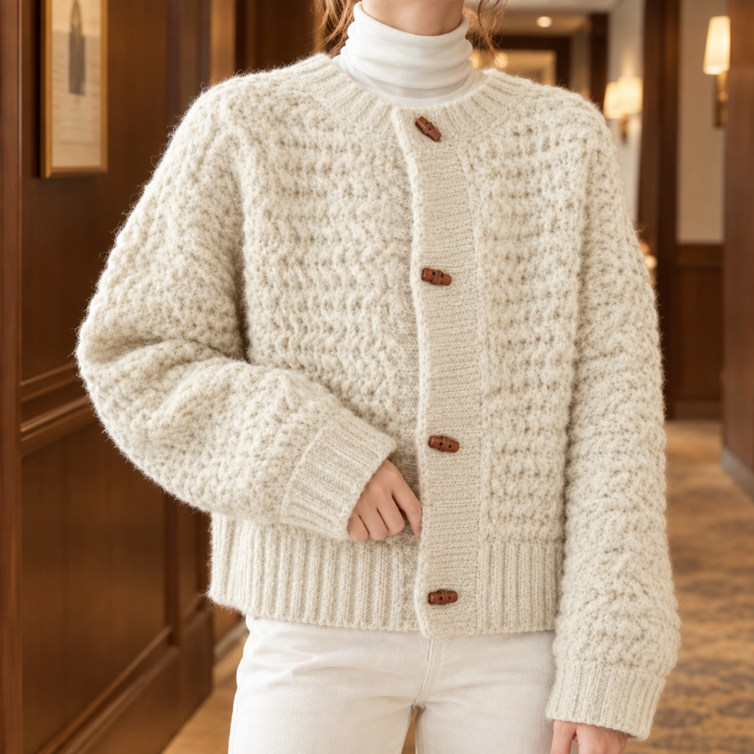 Alina-Rae Textured Cardigan - Beige