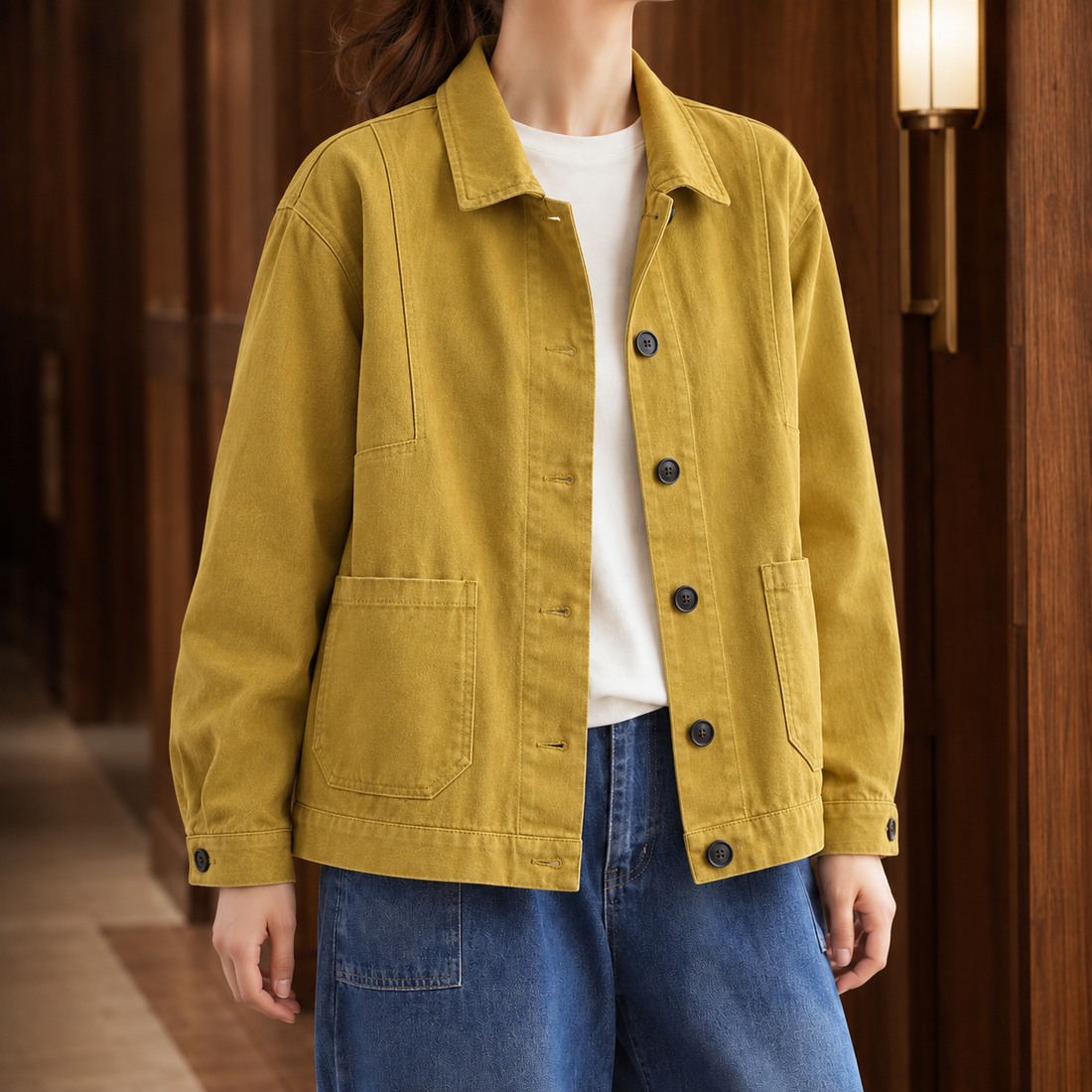 Evangeline-Jade Utility Jacket - Yellow