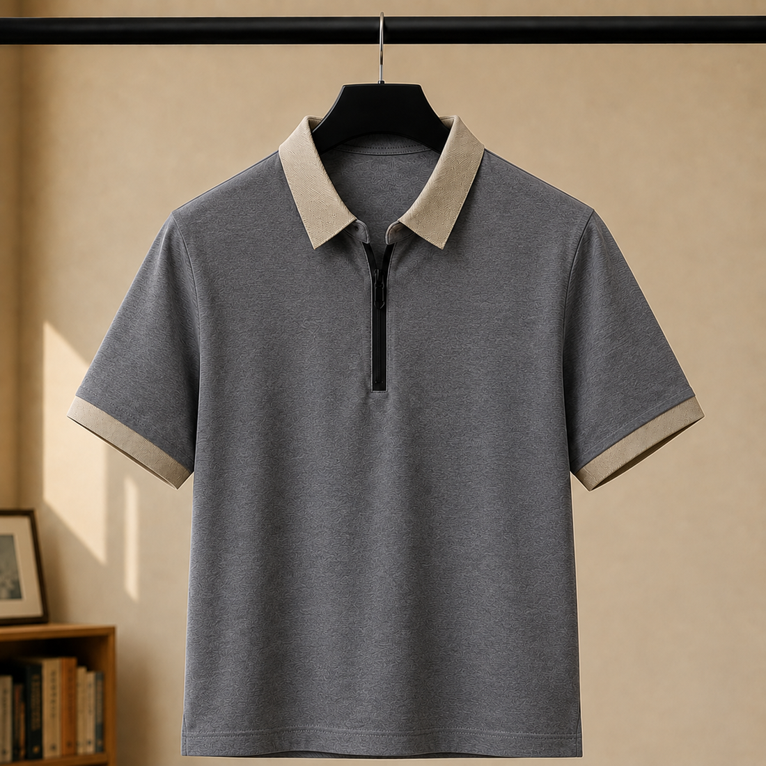 Barnaby Quarter Zip Polo - Gray
