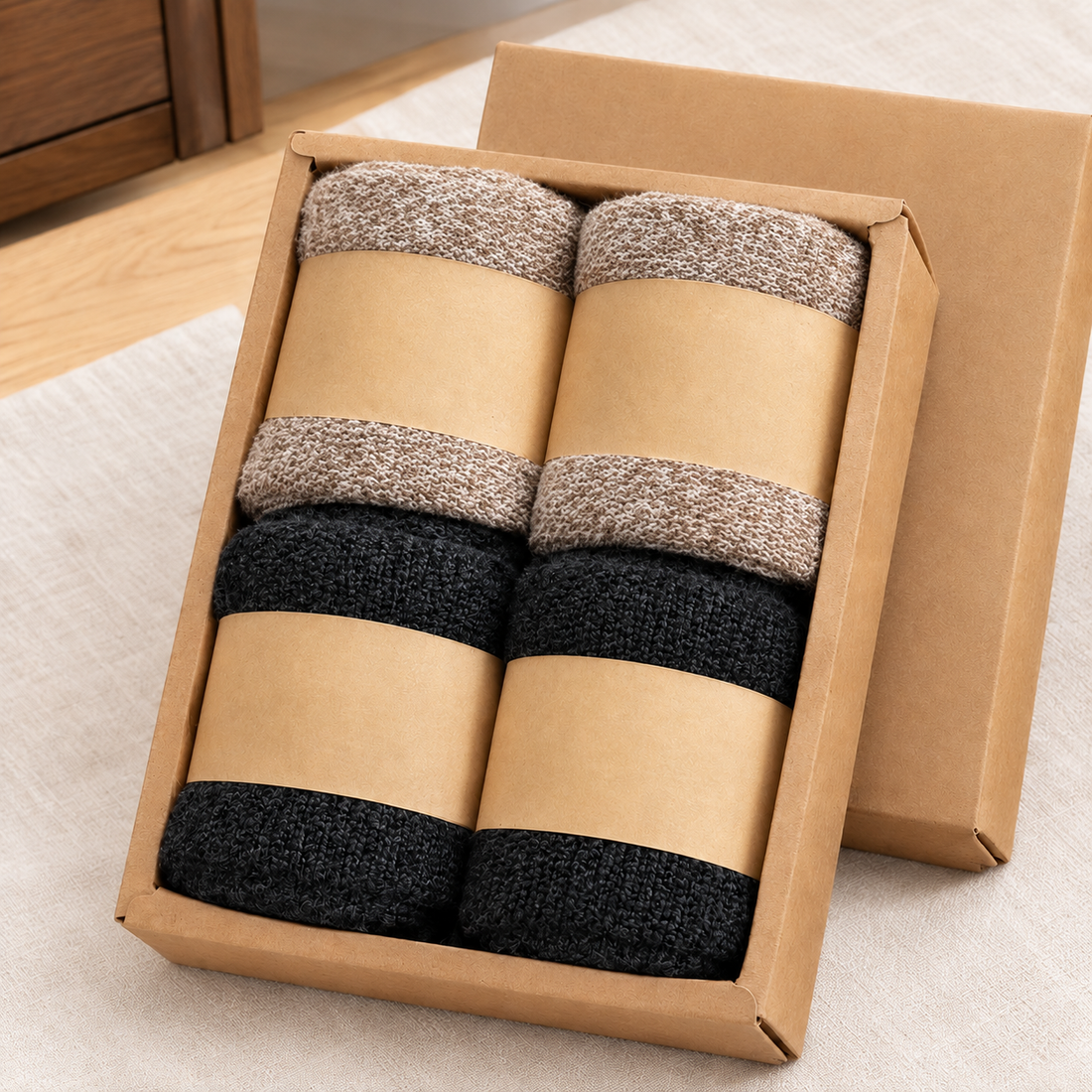 Theo-Cole Merino Wool Socks - Khaki Black