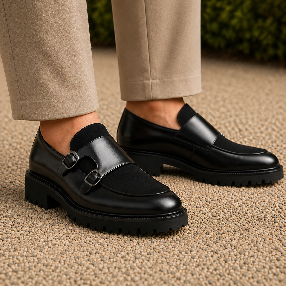 Zanetti Double Monk Shoes - Black