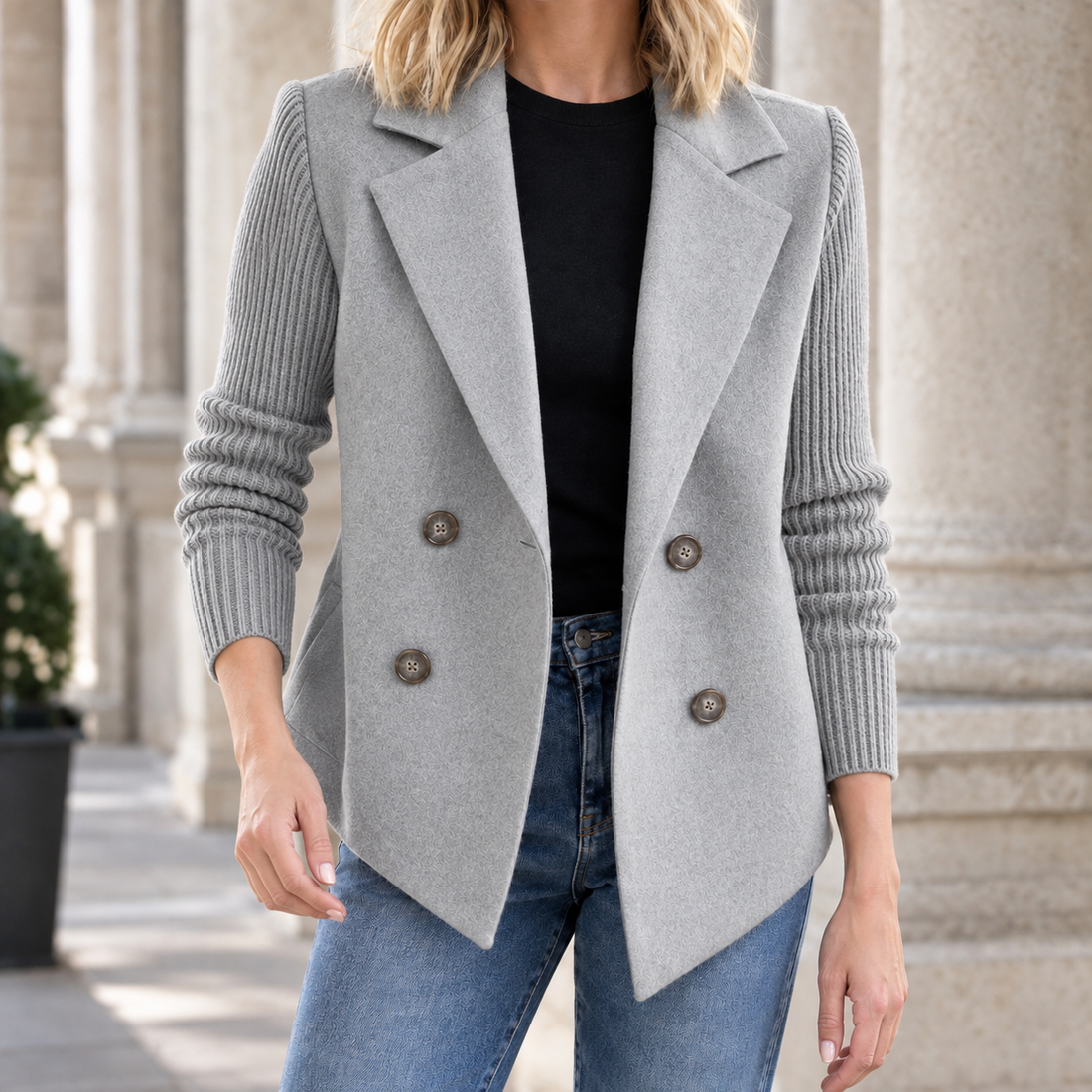 Ines Wool Blazer - Gray