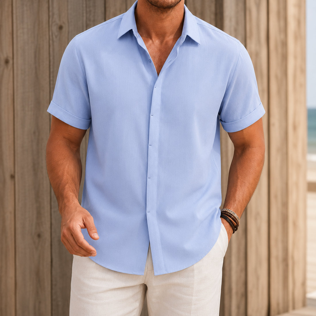 Keaton Relaxed Shirt - Clear Blue
