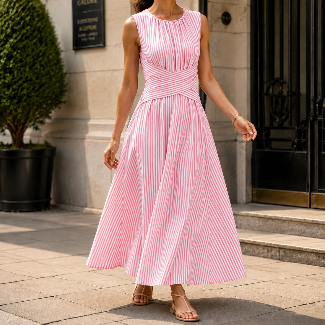 Katia-Belle Cross Waist Dress - Pink