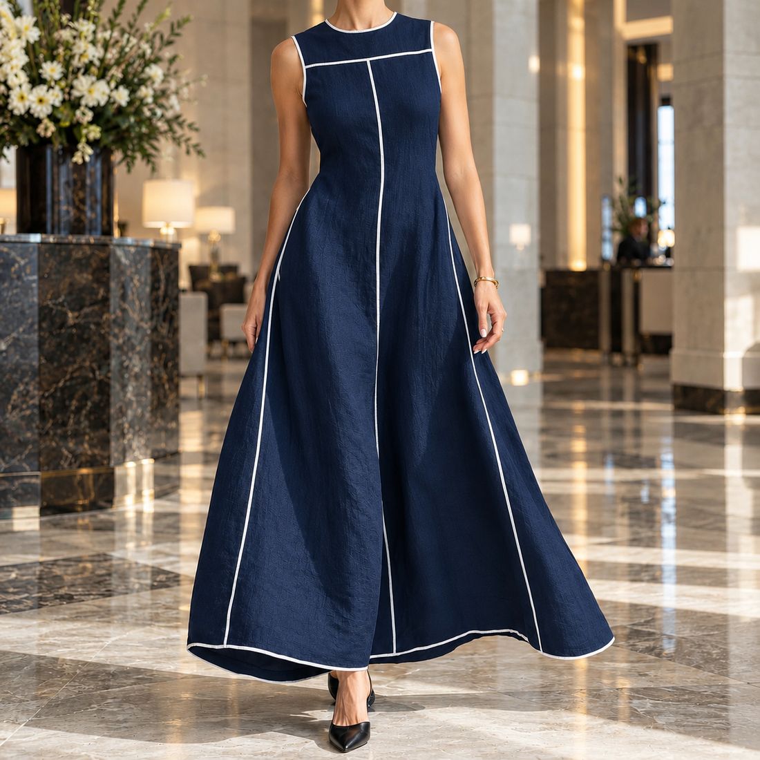 Katia-June A Line Dress - Navy Blue
