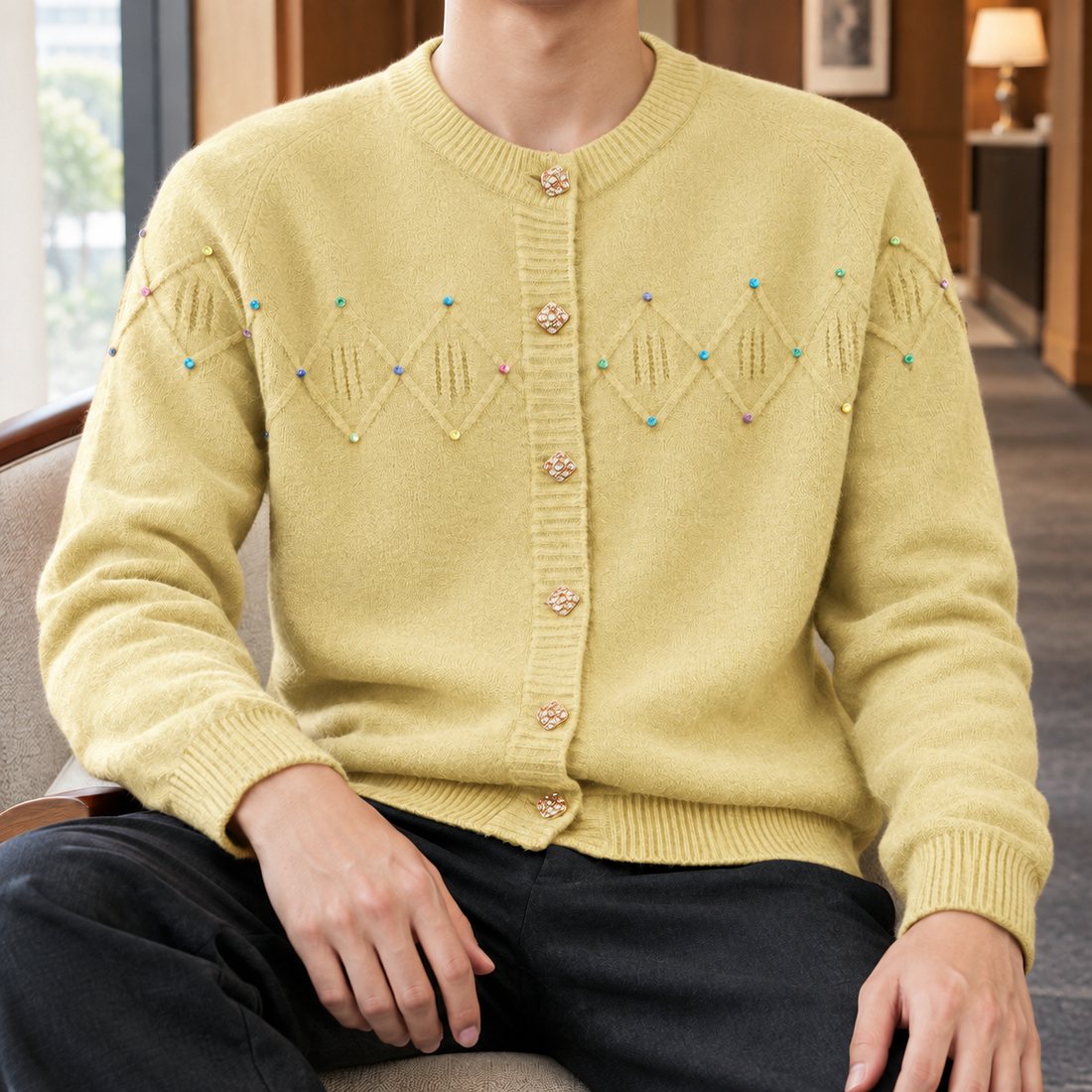 Alphonse Beaded Cardigan - Yellow