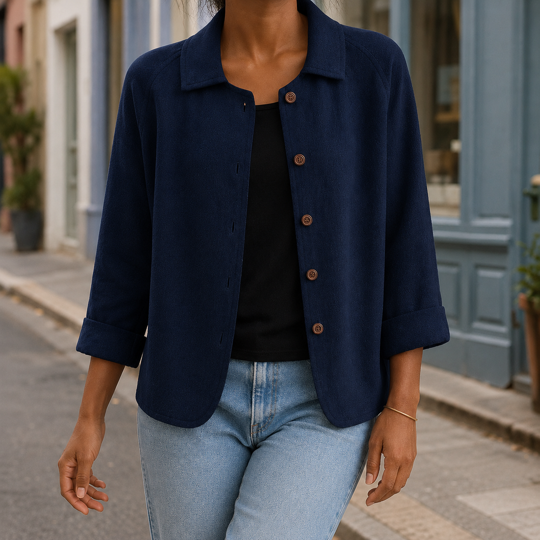 Soraya-Lane Collared Cardigan - Blue