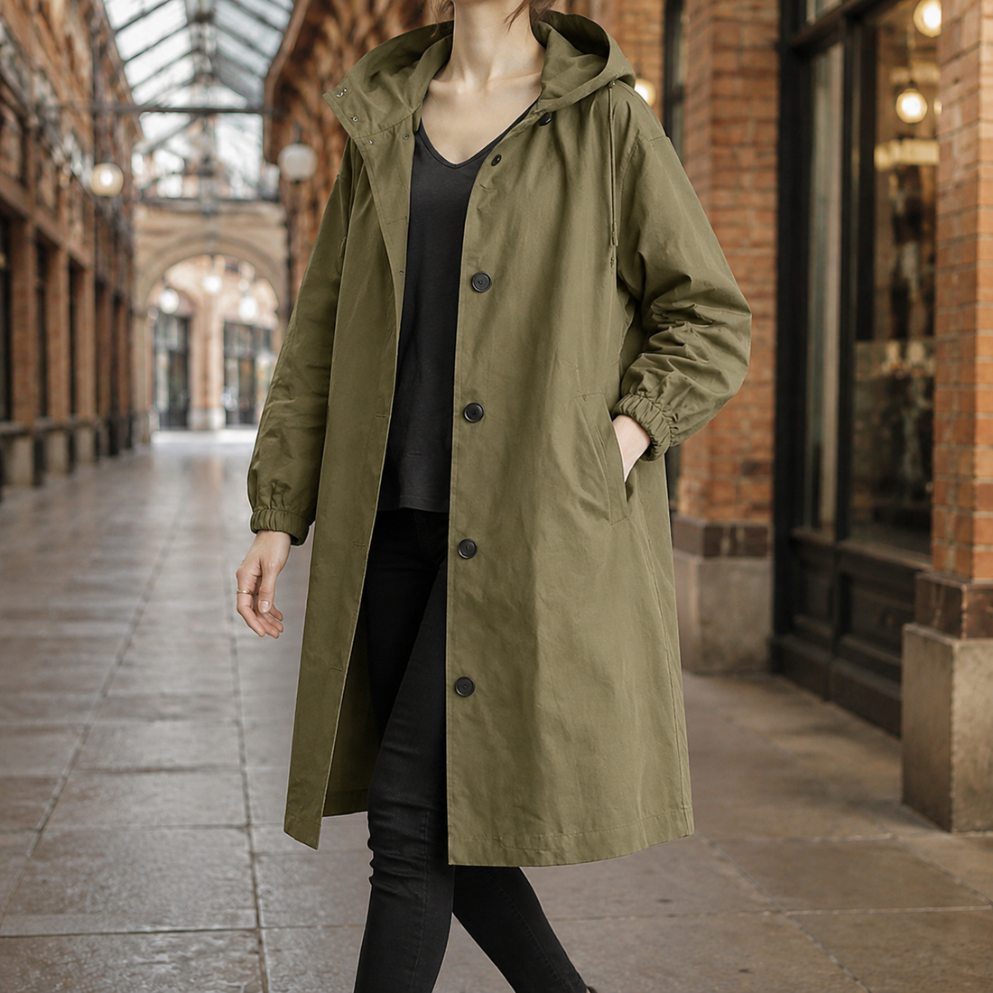 Calla Hooded Overcoat - Green