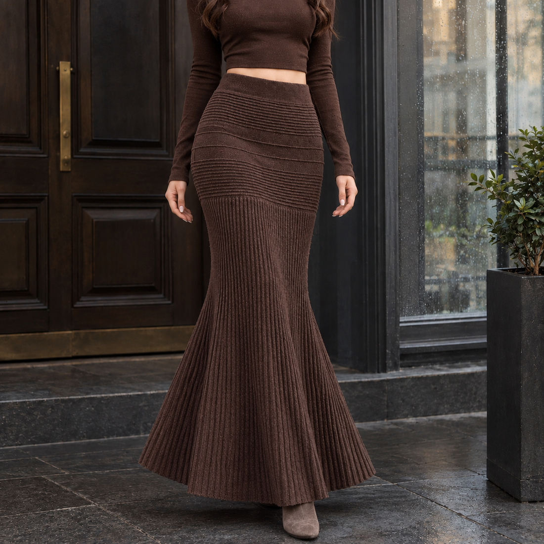 Adelia-Jane Mermaid Skirt - Coffee