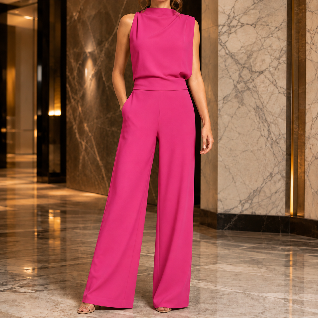 Dahlia-Louise Wide-Leg Jumpsuit - Pink