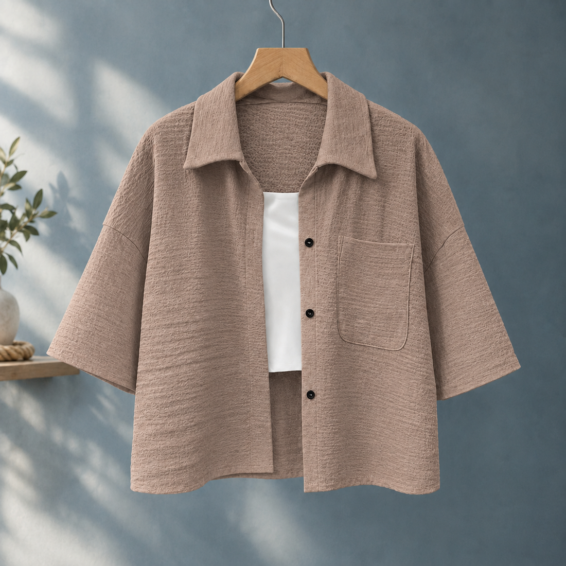 Karen-Rae Textured Shirt - Taupe
