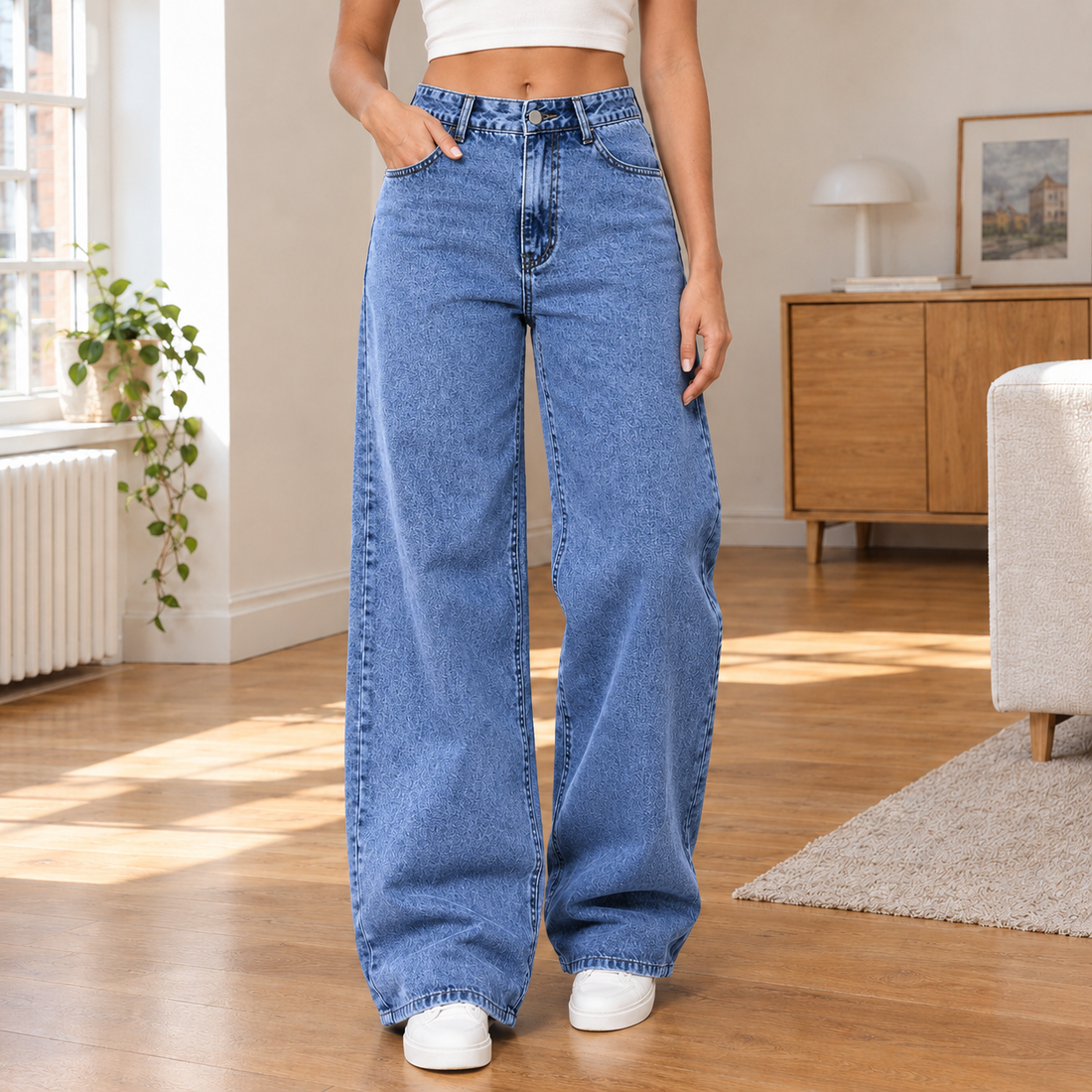 Cassidy Wide Leg Jeans - Medium Blue