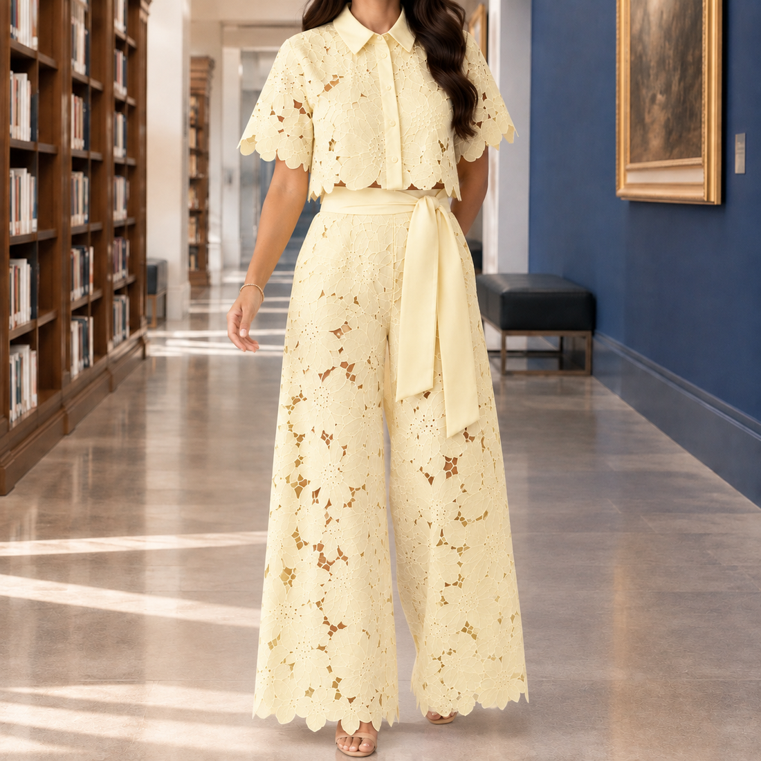 Fenna-June Wide Leg Set - Yellow