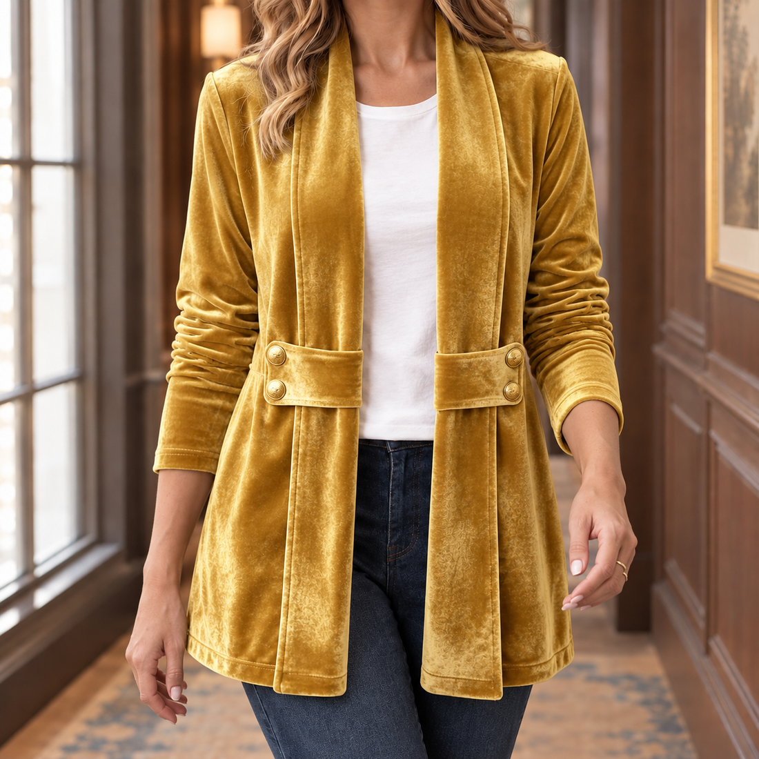 Romy-Rae Open Front Jacket - Gold