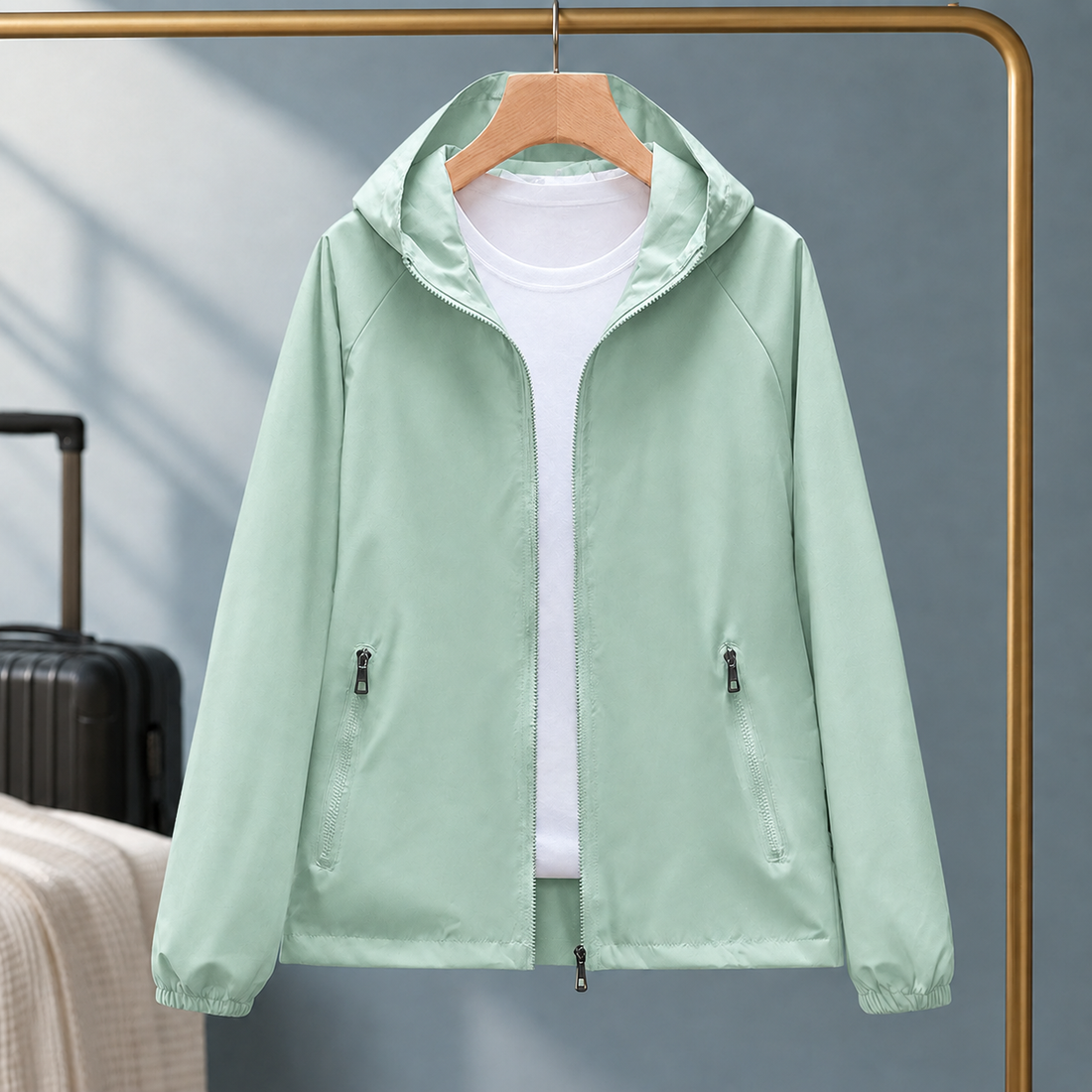 Genevieve-Rose Hooded Jacket - Light Green