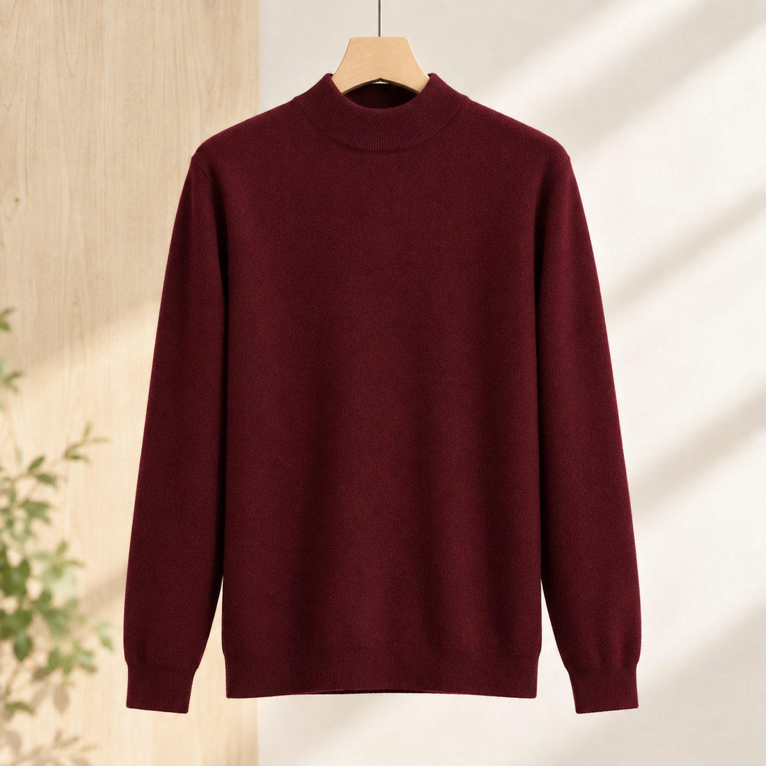 Alderic Mock Neck Sweater - Wine Red