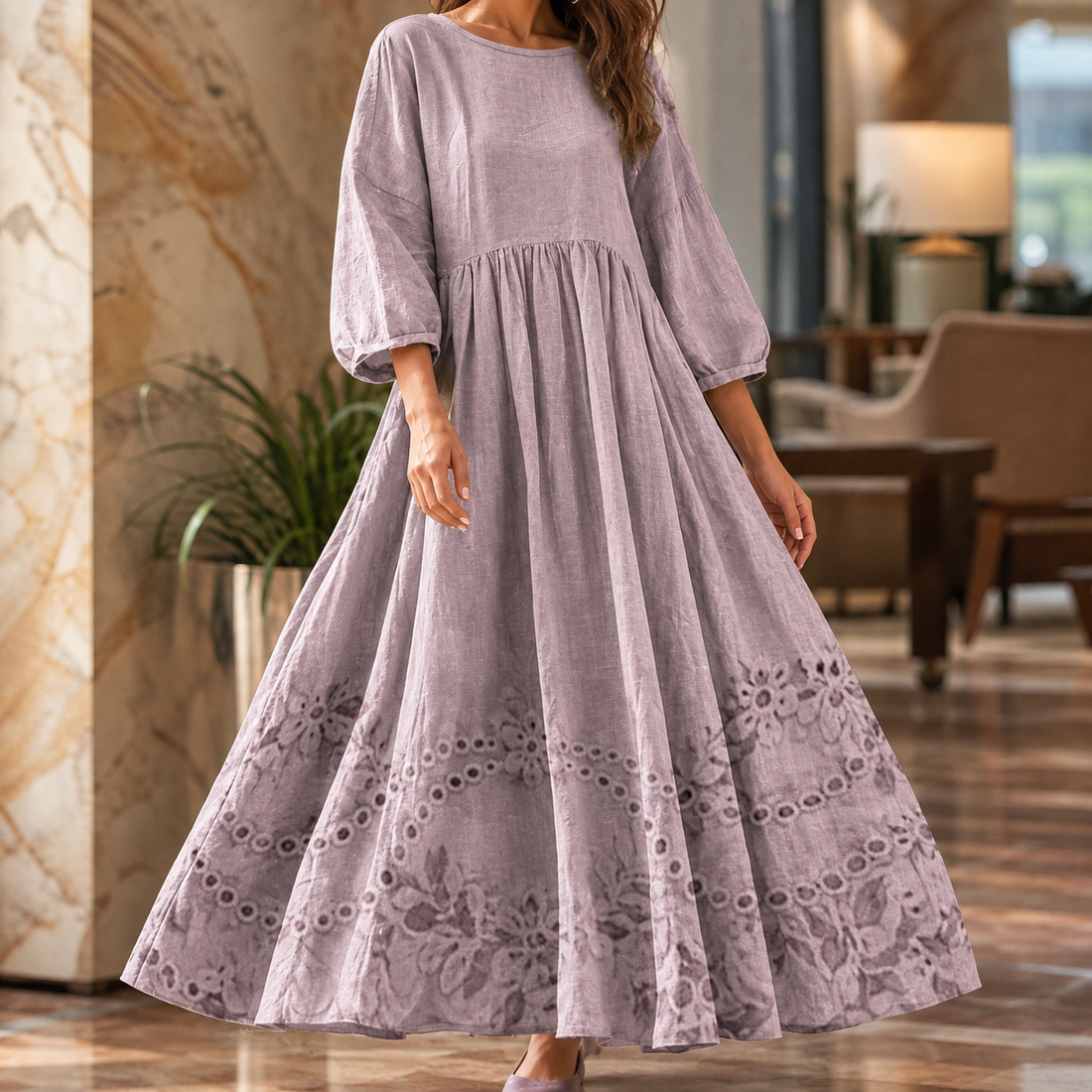 Tessa-Louise Gathered Maxi Dress - Lyqcc–tc34–014