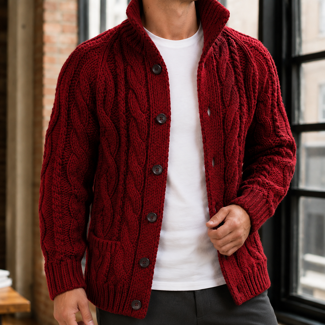 Anders Cable Knit Sweater - Red