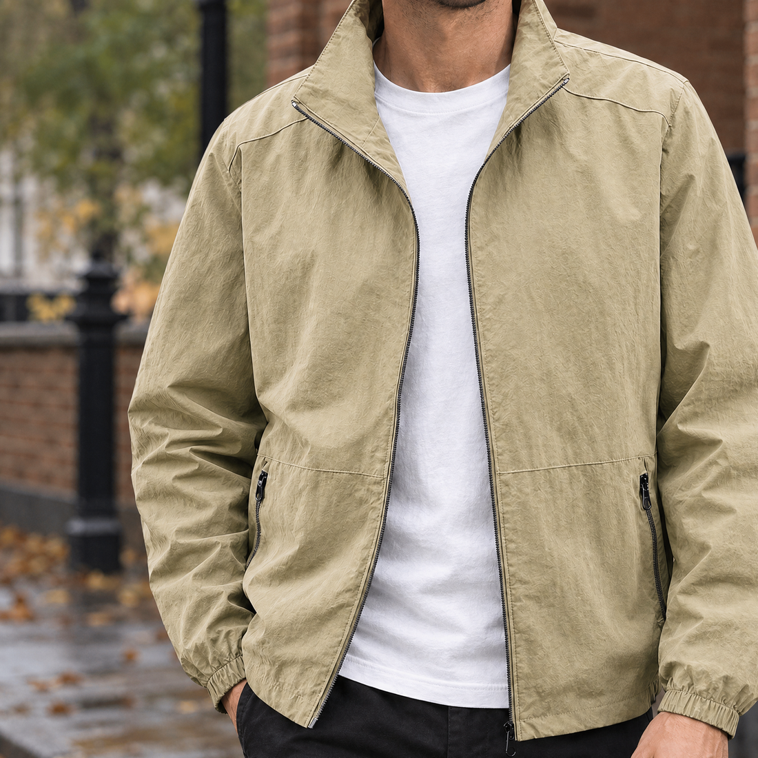 Harry-Jude Stand Collar Jacket - Khaki