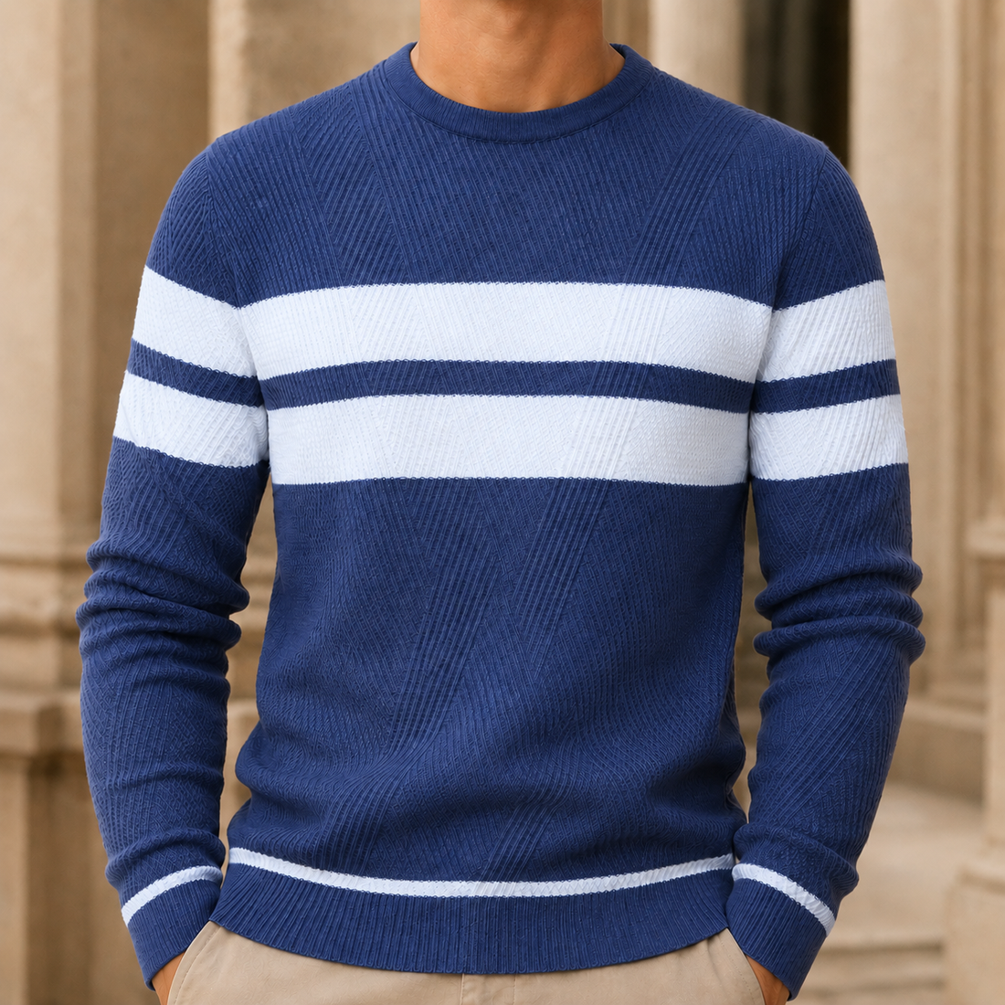 Rupert Textured Sweater - Dark Blue
