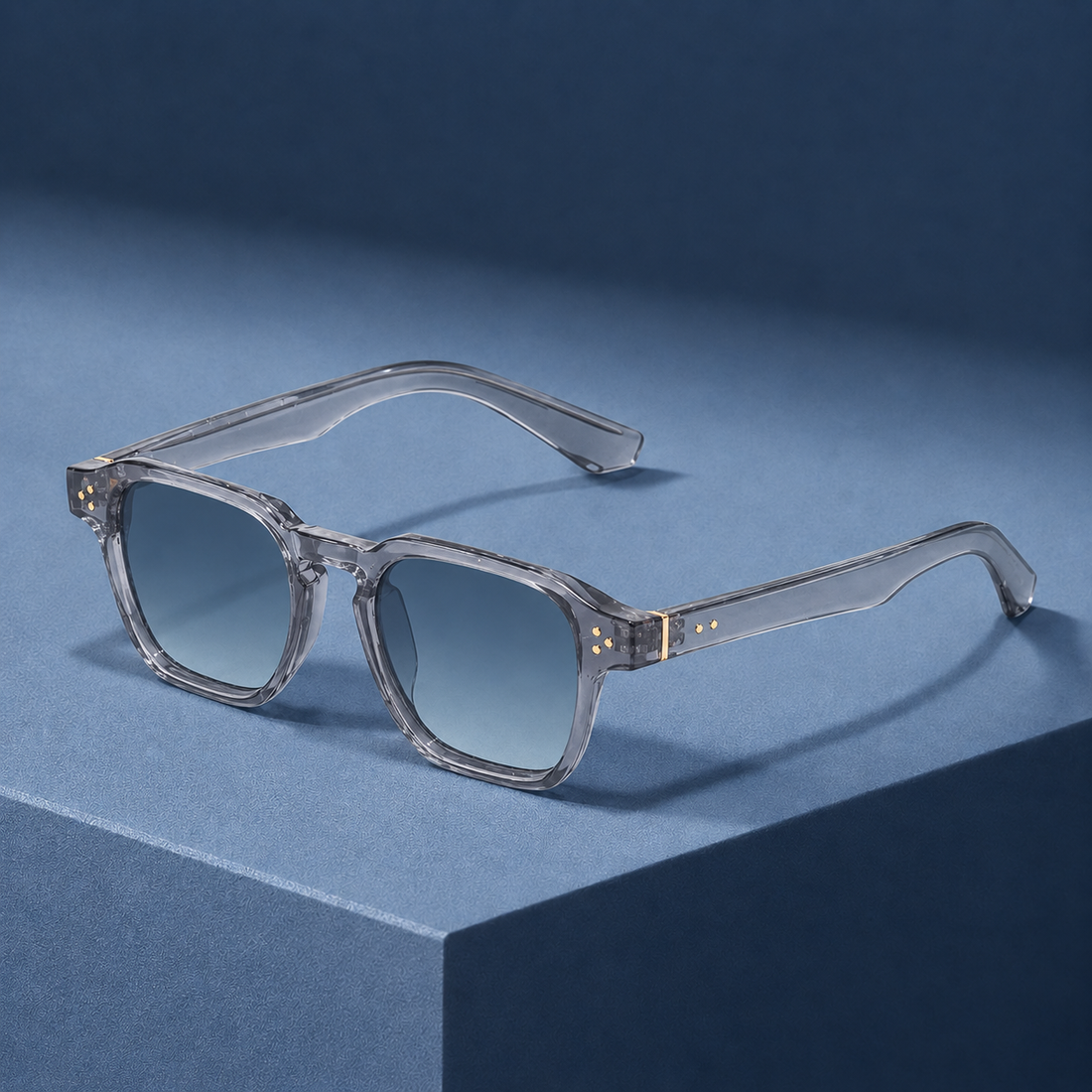 Yara-Sage Retro Sunglasses - Clear Gray Blue