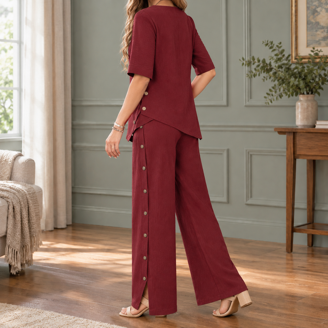 Alice-Claire Relaxed Set - Burgundy