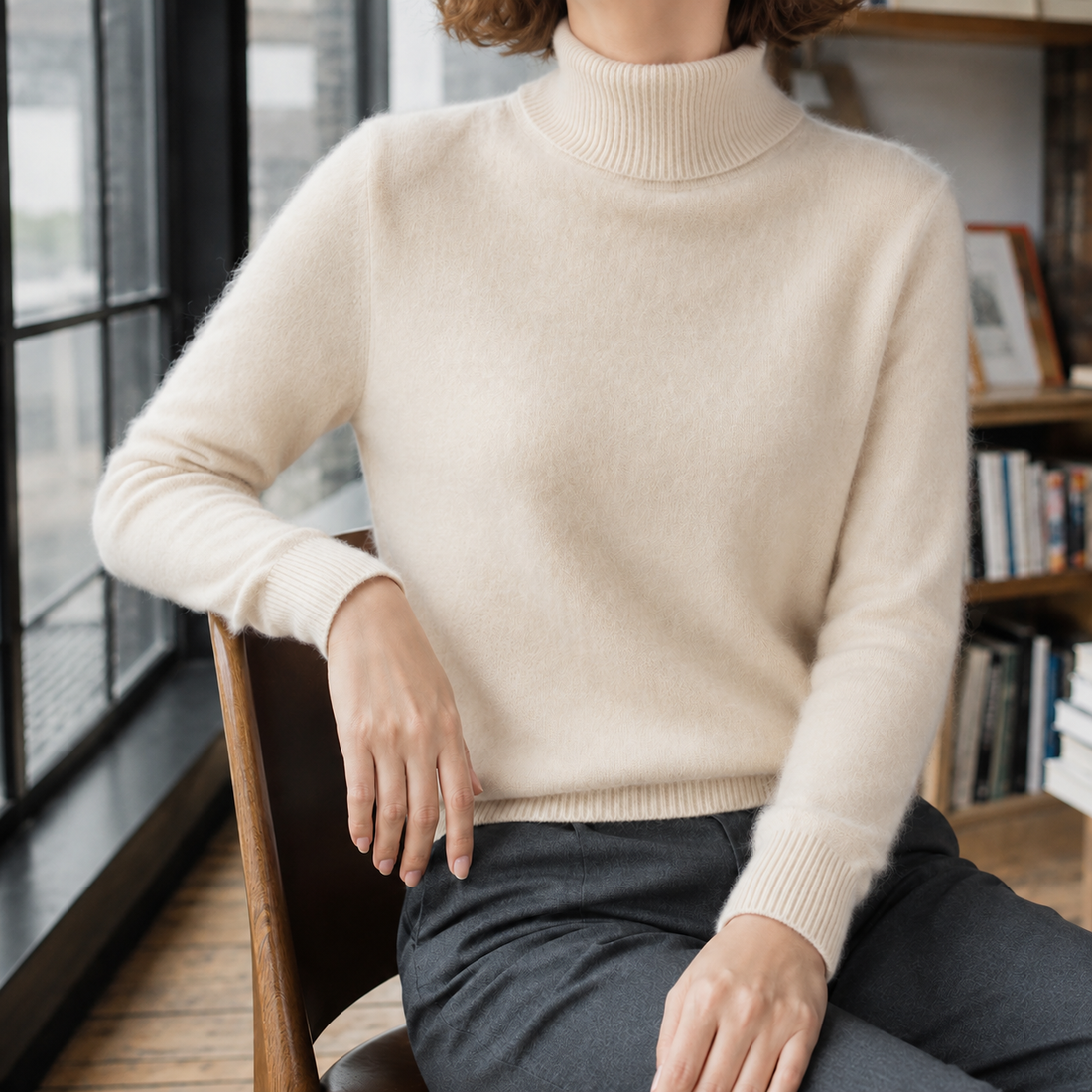 Valentina Mink Cashmere Turtleneck - Beige
