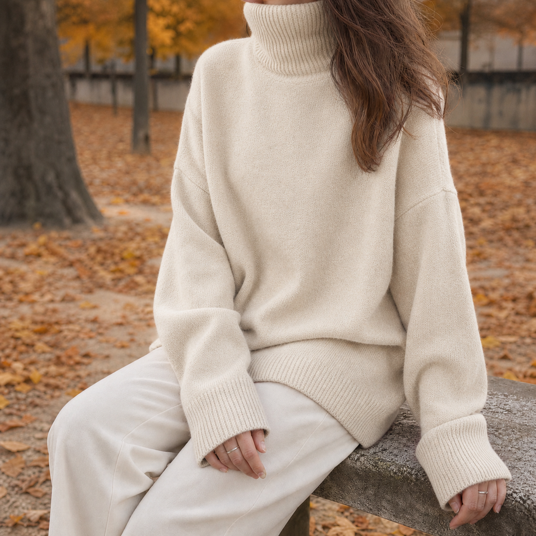 Annabel-Hope Wool Turtleneck Sweater - Light Apricot