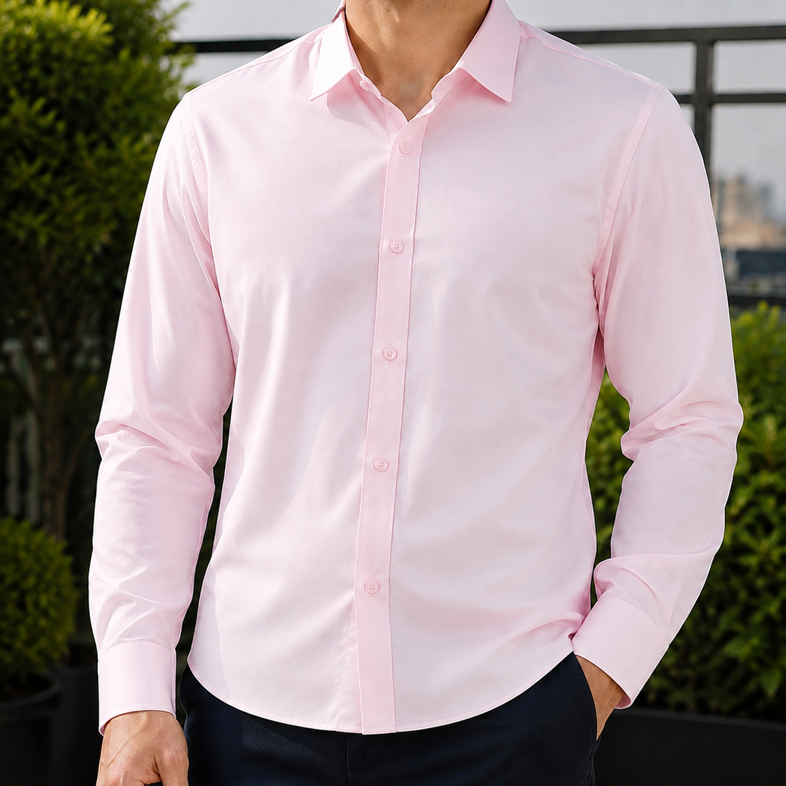 Edmund Point Collar Shirt - Pink