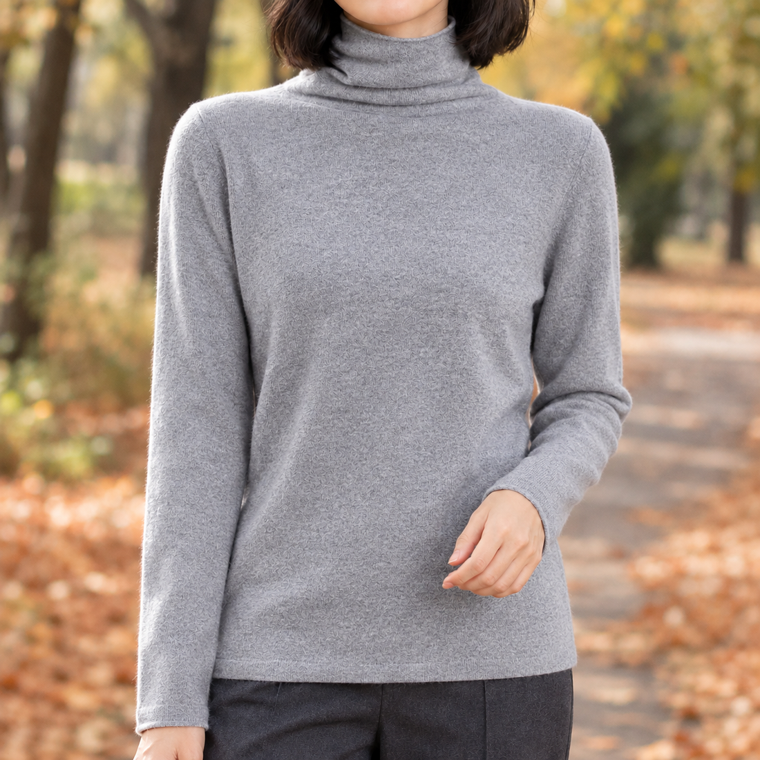 Alexia-Faye Wool Turtleneck Sweater - Medium Gray