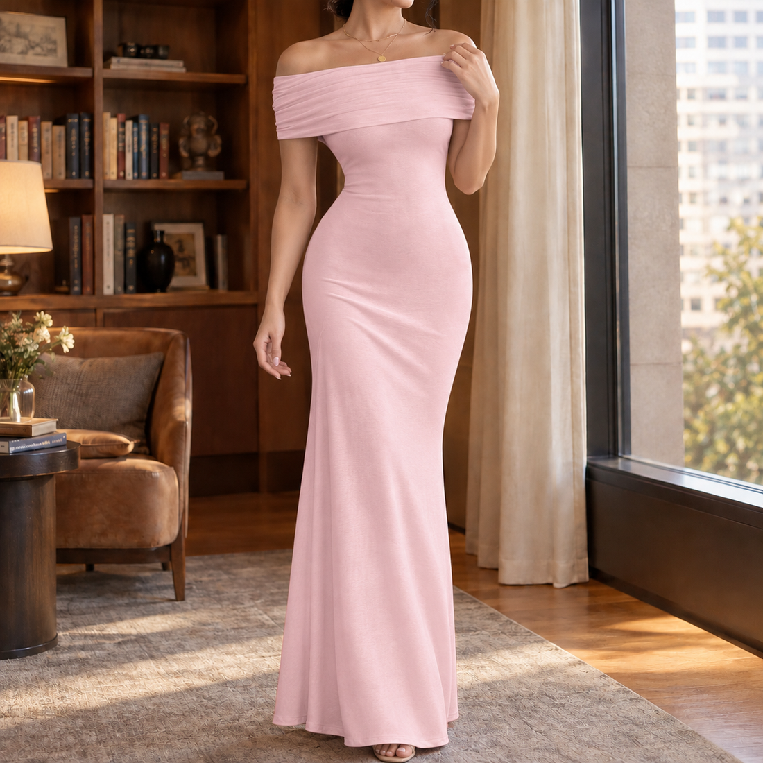 Dorothea Off Shoulder Dress - Pink