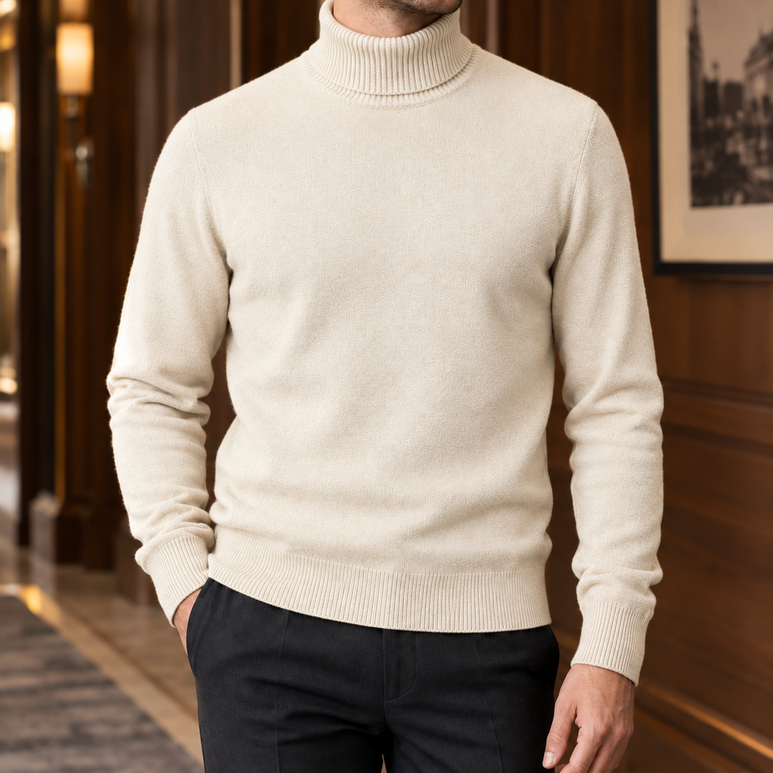 Barnabas Relaxed Turtleneck Sweater - Ivory White