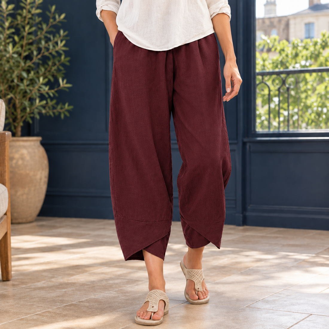 Nadine-Sage Balloon Pants - Burgundy
