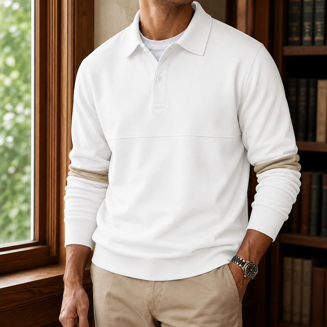 Sebastian Collared Sweatshirt - White