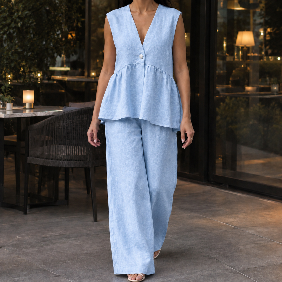Perpetua Peplum Set - Blue