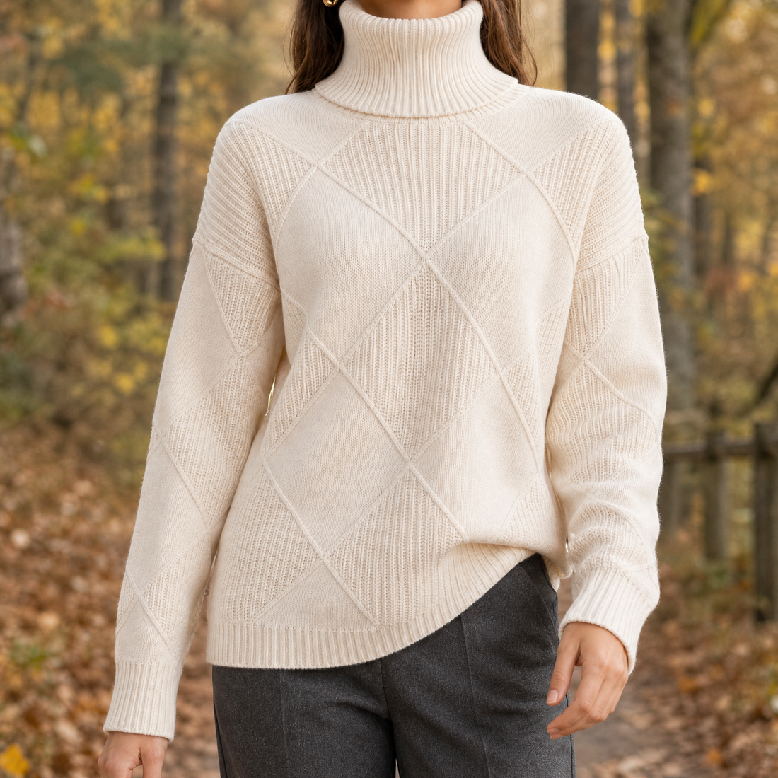 Alina-Marie Turtleneck Sweater - Creamy-white