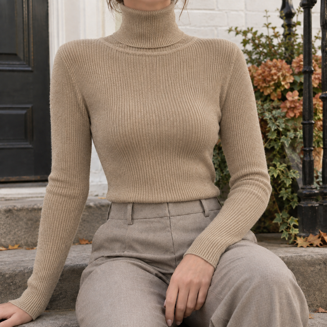 Ghislaine Turtleneck Sweater - Khaki