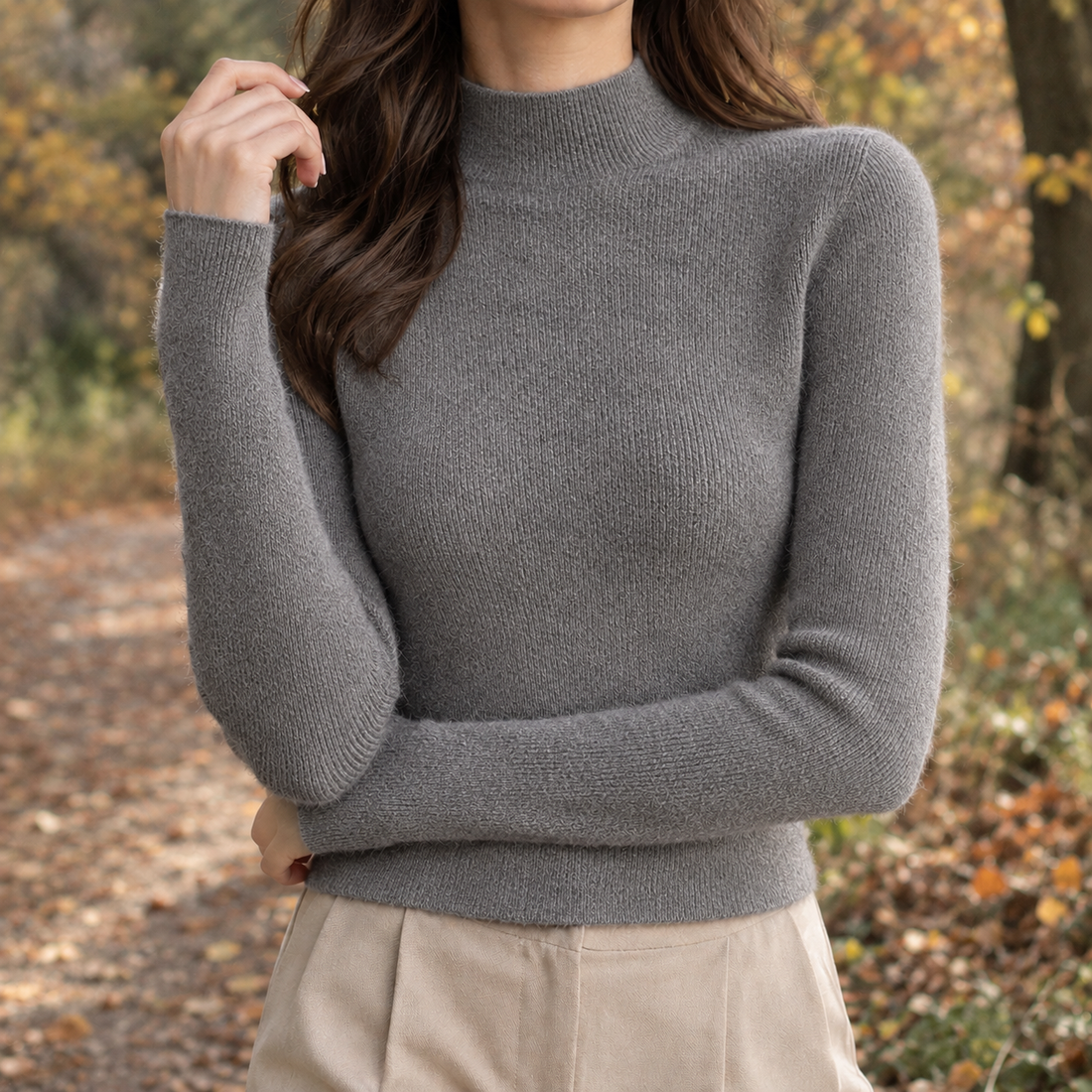 Danielle-Kate Mock Neck Sweater - Gray