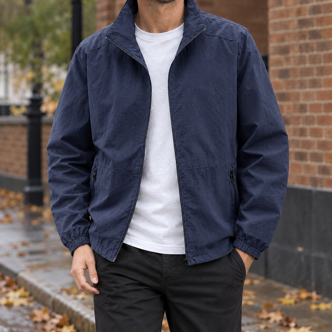 Harry-Jude Stand Collar Jacket - Dark Blue