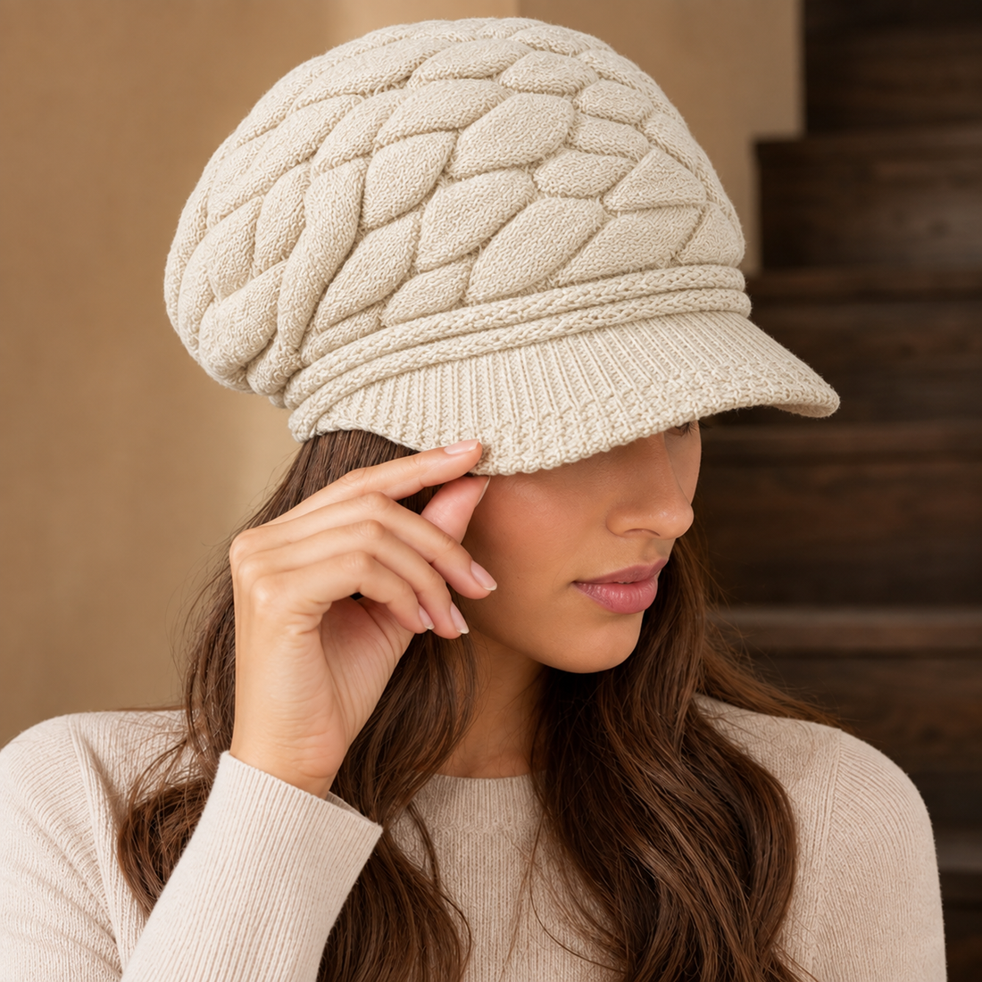 Fenmore Cable Knit Cap - Beige 2