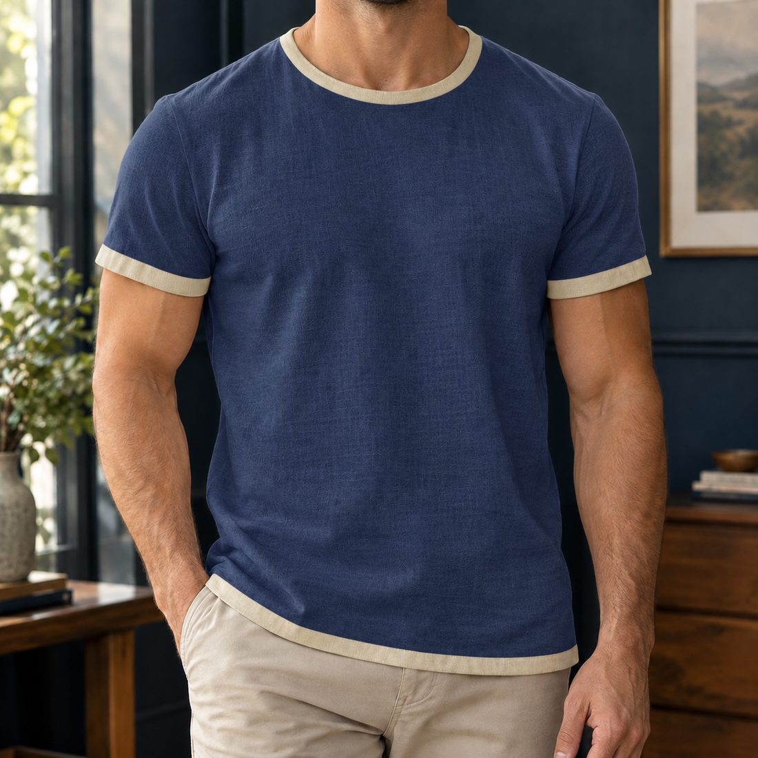 Stellan Contrast T-Shirt - Dark Blue